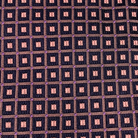 BARNEY'S NEW YORK Navy Pink Squares Silk Tie