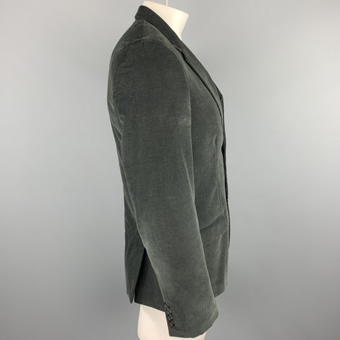 MARC JACOBS Talla 40 Abrigo deportivo con solapa de muesca de pana texturizada verde bosque