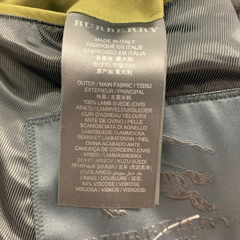 BURBERRY PRORSUM Spring 2015 Size 38 Green Suede Lightweight Jacket