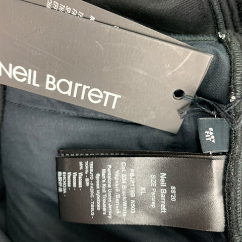 NEIL BARRETT Size XL Black White Stripe Viscose Casual Pants