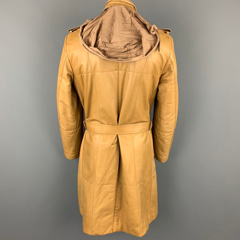 GUCCI by TOM FORD Size 44 Tan Quilted Leather Belted Hooded Coat