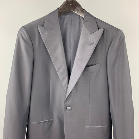 TOMORROWLAND Size 34 Black Wool Peak Lapel Tuxedo Suit