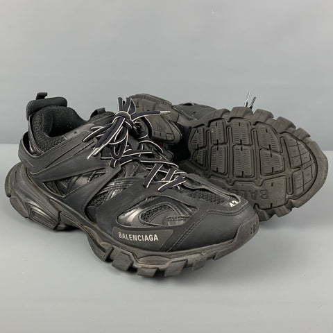 BALENCIAGA Size 10 Black Rubber Low Top Track Sneakers