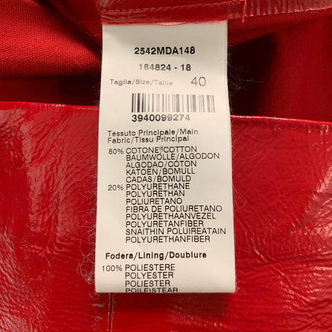 MSGM Size 4 Red Cotton Polyurethane Solid Shift Dress