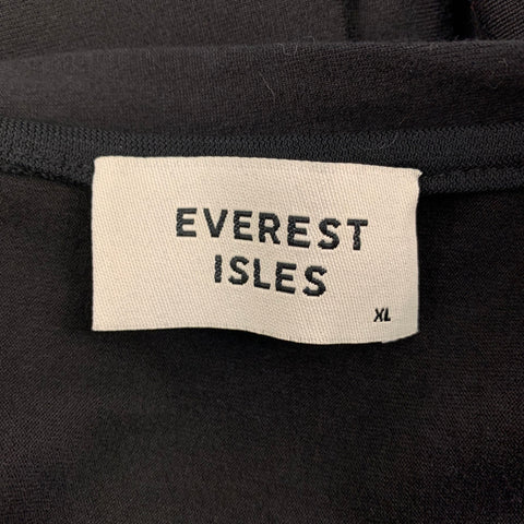 EVEREST ISLES Size XL Black Dark Wave Applique Cotton Long Sleeve T-shirt
