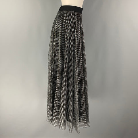 CHRISTOPHER KANE Size 4 Black Silver Polyamide Blend Mesh A-Line Skirt