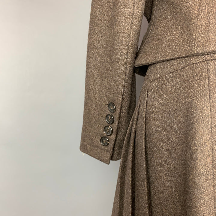 BURBERRY LONDON Size 2 Brown Wool / Cashmere Wrap Pleated Skirt Suit