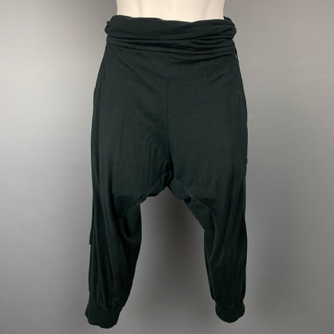 RLX par RALPH LAUREN Taille S Pantalon décontracté en jersey de coton noir froncé à entrejambe tombant