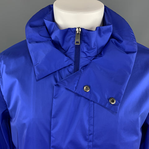 JIL SANDER par RAF SIMONS Taille 38 Parka à capuche zippée en nylon bleu