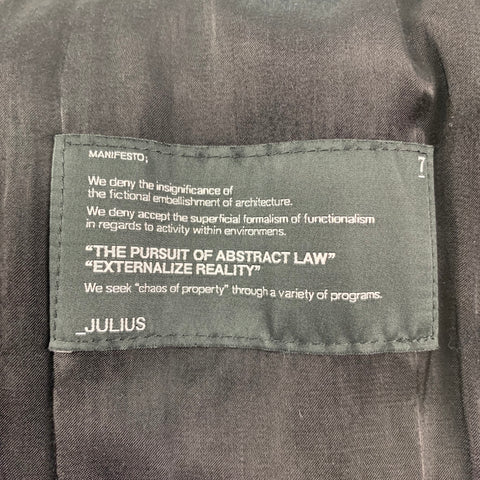 JULIUS_7 SS 2015 Prism Size L Black Lamb Skin Leather Zip Up Jacket