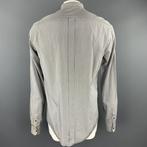 DOLCE & GABBANA Size XL Black & White Pinstripe Cotton Long Sleeve Shirt