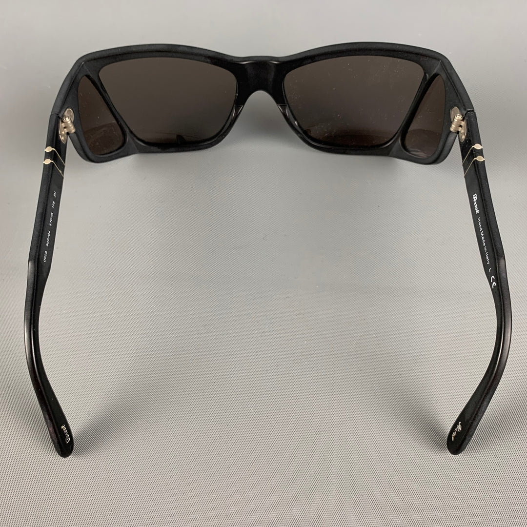 PERSOL Black Blue Acetate Shield Sunglasses