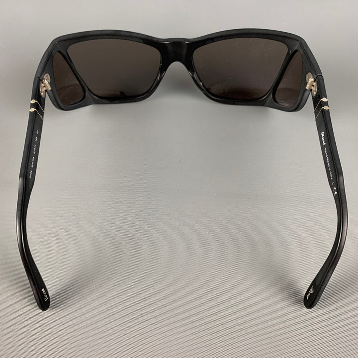 PERSOL Black Blue Acetate Shield Sunglasses