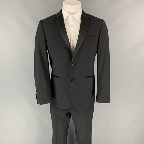 BOSS by HUGO BOSS Size 38 Black Two Toned Virgin Wool Tuxedo Suit