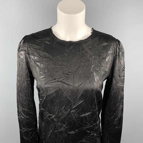 MAISON MARTIN MARGIELA Size 6 Black Wrinkled Acetate / Viscose Blouse
