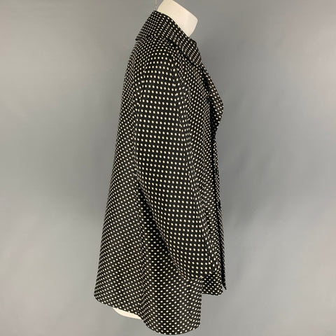 COMME des GARCONS HOMME PLUS Size XS Black White Polka Dot Polyester Coat