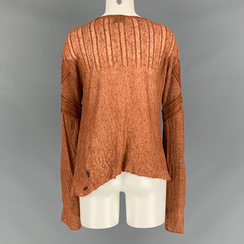 JUST CAVALLI Jersey de manga larga de lino texturizado óxido talla M - Mujer