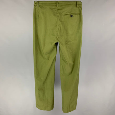 WALTER VAN BEIRENDONCK FW 17 Size 32 Olive Cotton Button Fly Dress Pants