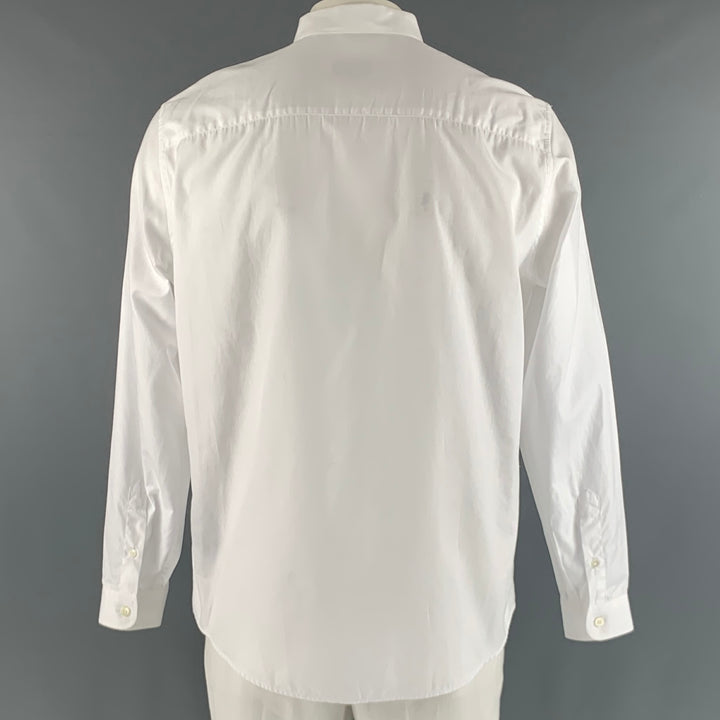 AMI by ALEXANDRE MATTIUSSI Size XL White Solid Cotton Long Sleeve Shirt