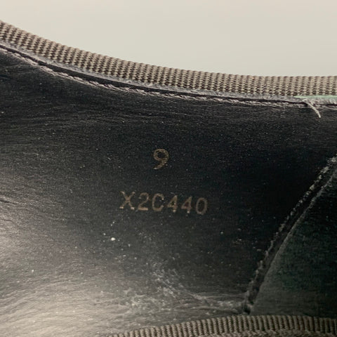 GIORGIO ARMANI Black Embossed Leather Lace Up Shoes