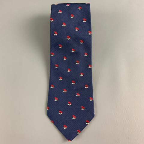 MICKY Navy Red Floral Silk Tie
