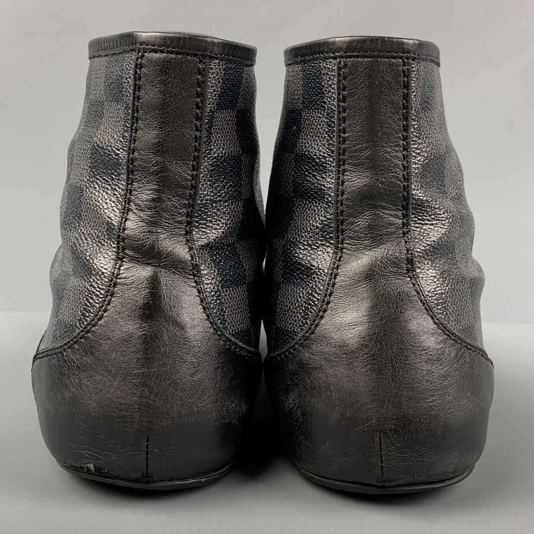 LOUIS VUITTON Size 11 Black Grey Damier Canvas High Top Sneakers