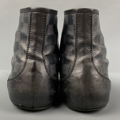 LOUIS VUITTON Taille 11 Baskets montantes en toile Damier gris noir