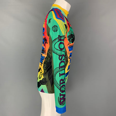 WALTER VAN BEIRENDONCK FW18 Size M Multi-Color Graphic Nylon Jersey Bike Top