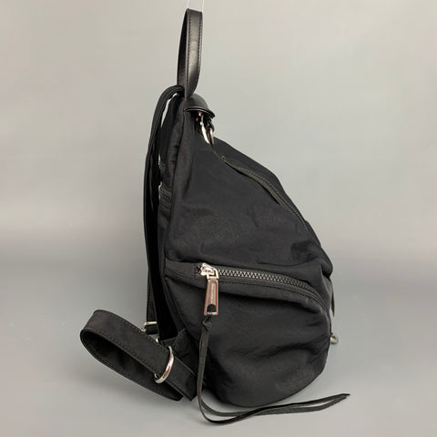 REBECCA MINKOFF Black Nylon Leather Backpack