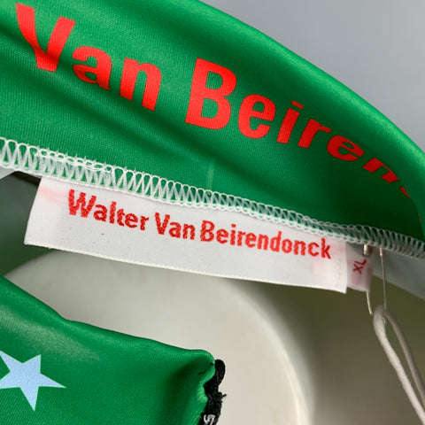 WALTER VAN BEIRENDONCK SS20 Size XL Green Pink Graphic Nylon Jersey Bike Top