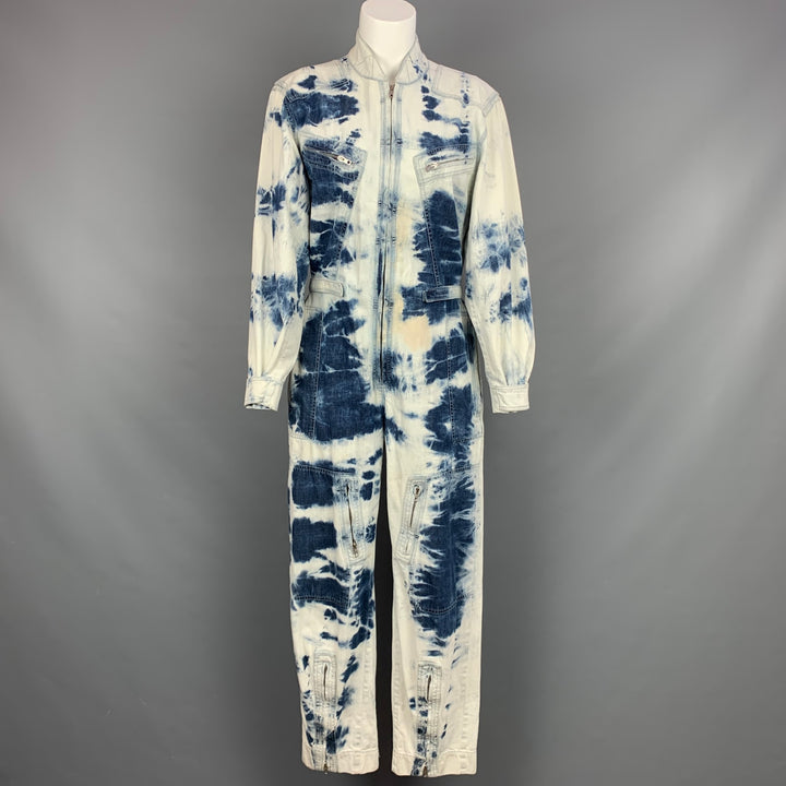 STELLA McCARTNEY SS 2020 Size 4 Blue Cotton Acid-Wash Denim Jumpsuit