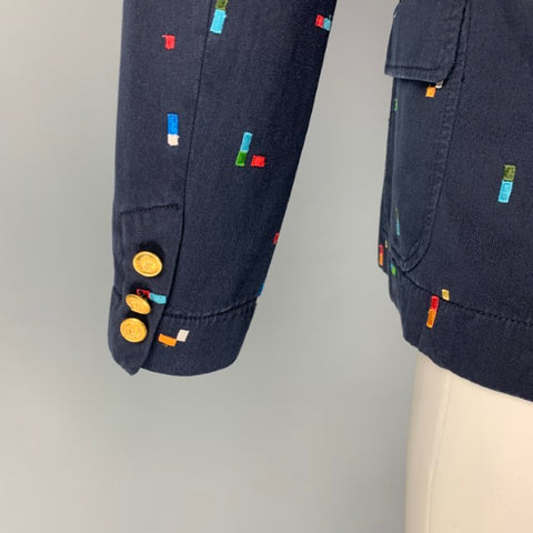 BAND OF OUTSIDERS Size 38 Multi-Color Embroidery Cotton Sport Coat