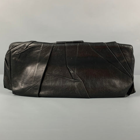 Vintage PRADA Black Pleated Leather Clutch Handbag