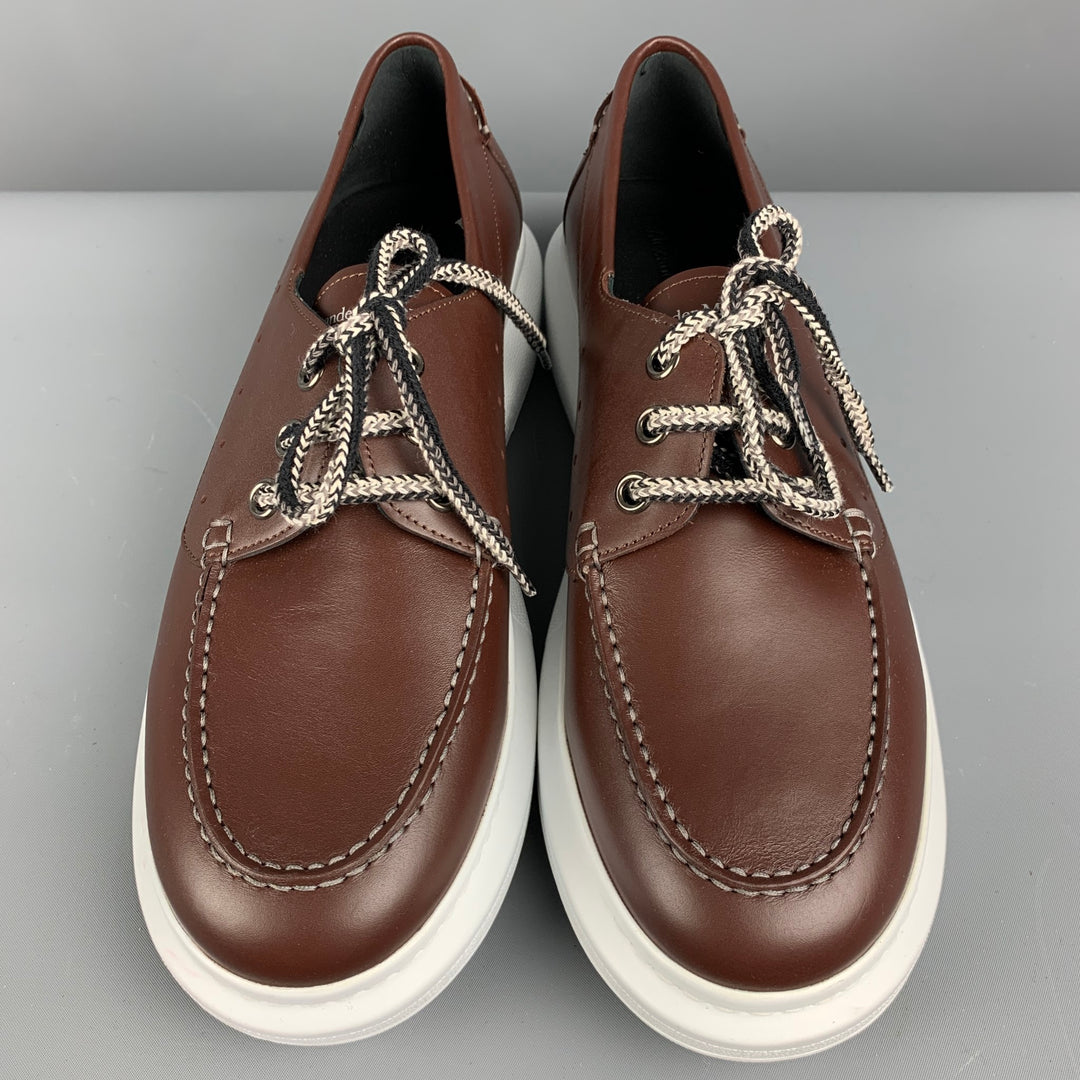ALEXANDER MCQUEEN Size 11 Brown Solid Leather Lace Up Shoes