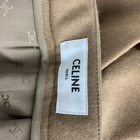 CELINE Size 2 Camel Pleated Wool Cropped Skirt Pants