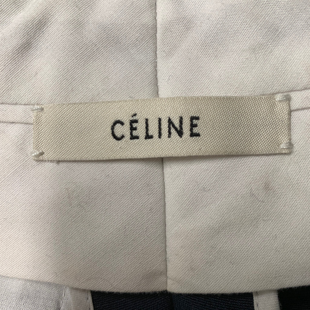 CELINE Size 4 Navy Wool &  Silk Solid Wide Leg Dress Pants