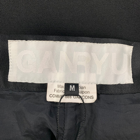 GANRYU Size M Black Wool Drop-Crotch Dress Pants