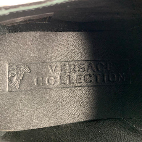 VERSACE COLLECTION Size 7 Black Patent Leather Monk Strap Loafers