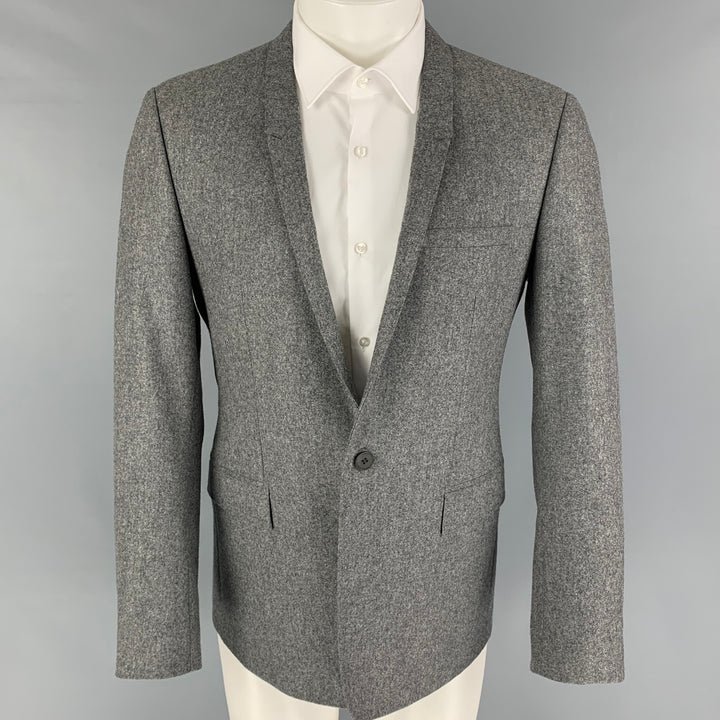 MATTISON Taille 40 Manteau de sport à revers cranté en laine grise