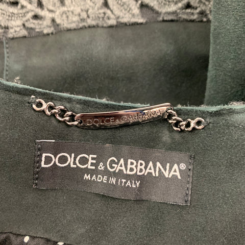 DOLCE &amp; GABBANA Taille 8 Veste à motifs mixtes en daim vert foncé