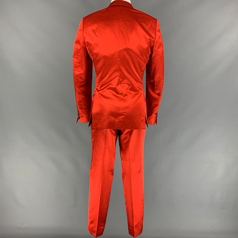 DRIES VAN NOTEN Size 40 Orange Cotton / Viscose Notch Lapel Suit