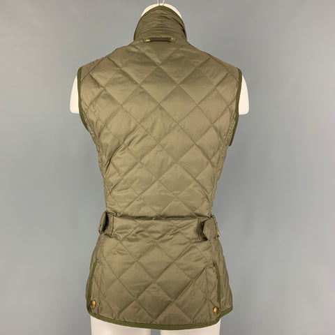 RALPH LAUREN Blue Label Talla L Chaleco con cremallera de poliéster verde oliva