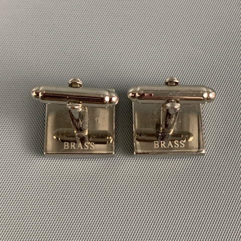 TALEXIA Silver Black Plaid Brass Mother Of Pearl Cuff Links