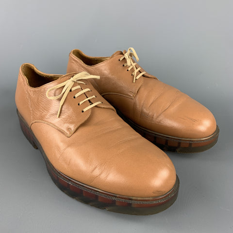 ROBERT CLERGERIE Taille 11 Tan Cuir Lace Up Voir à travers les chaussures à semelle