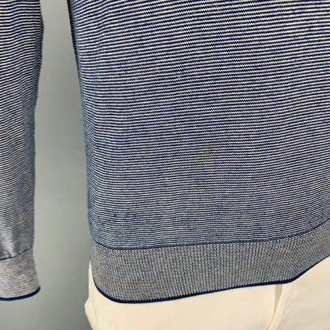 HACKETT LONDON Size S Blue White Stripe Cotton Half Zip Pullover