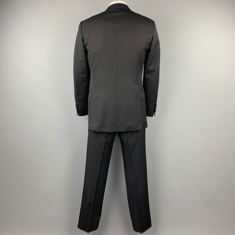 TOM FORD Size 40 Regular Black Wool / Mohair Peak Lapel Tuxedo Suit