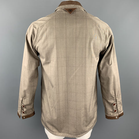 WHITE MOUNTAINEERING Size L Khaki Glenplaid Cotton Hidden Buttons Jacket