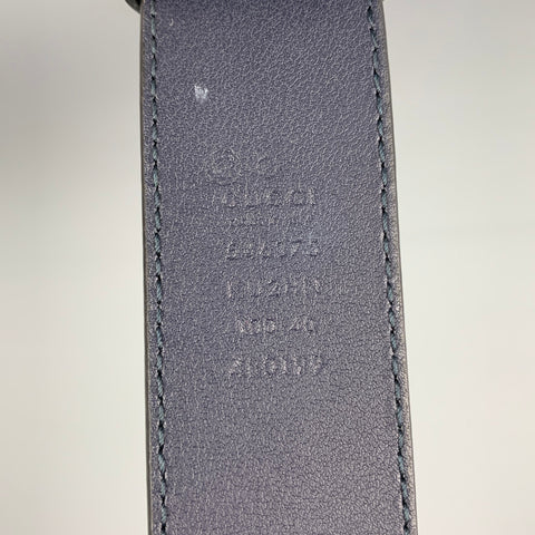GUCCI Size 40 Blue White Floral Monogram Leather Belt