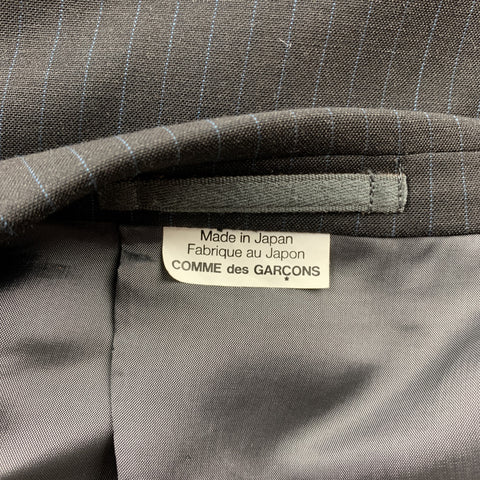 COMME des GARCONS HOMME PLUS Size L Charcoal Vertical Stripe Wool / Polyester Sport Coat