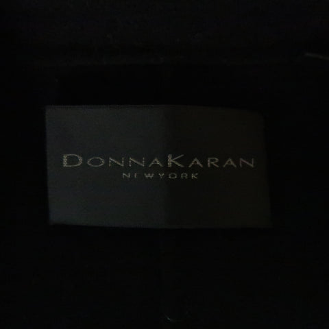 DONNA KARAN M Black Solid Wool / Nylon Hidden Placket Car Coat